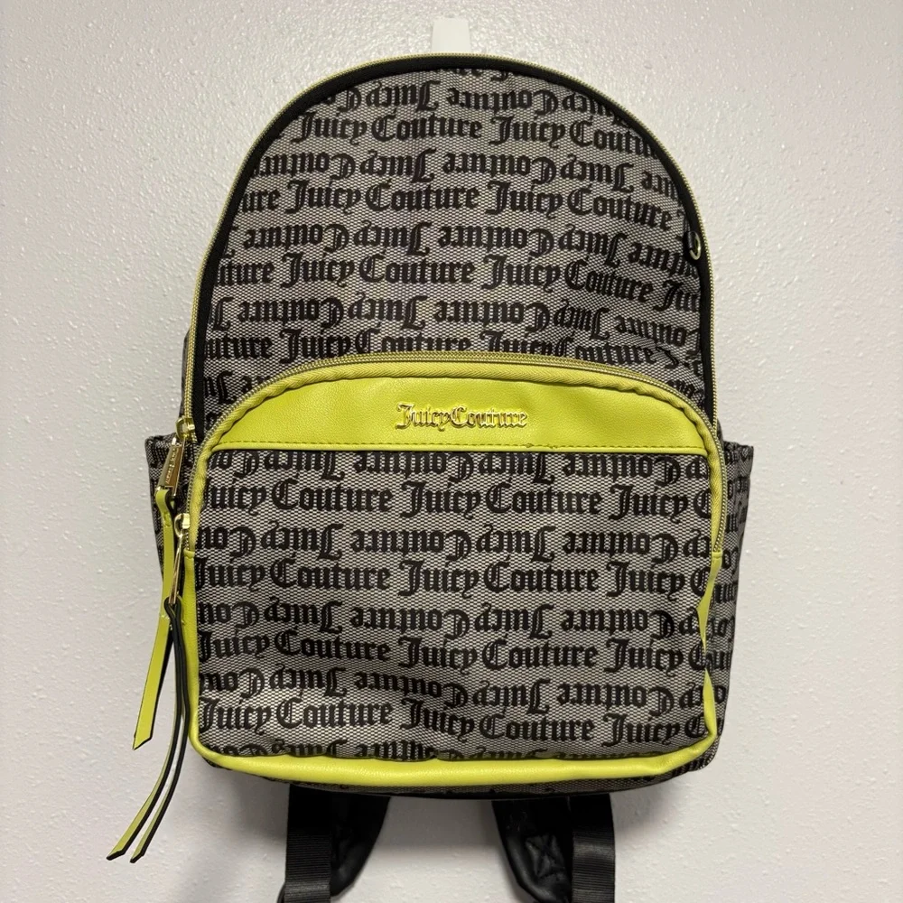 Juicy Couture Neon Yellow-Trim Logo Mini Backpack
